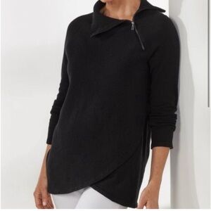 Soft Surroundings Black Sweater with zip collar